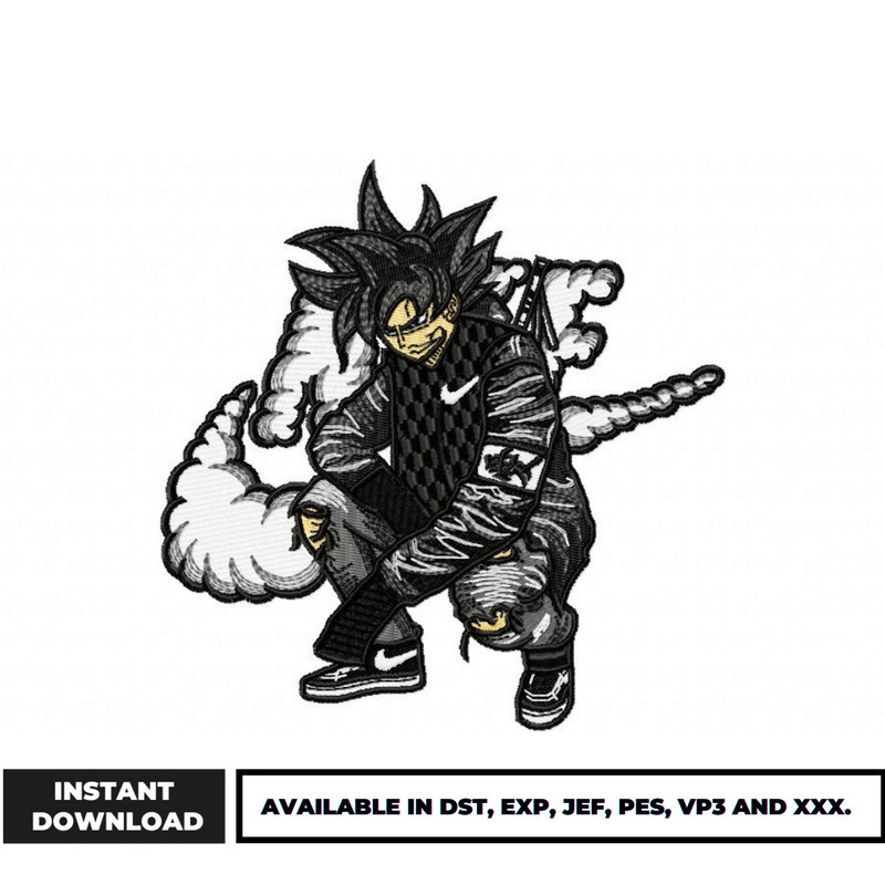 Swoosh x songoku embroidery design