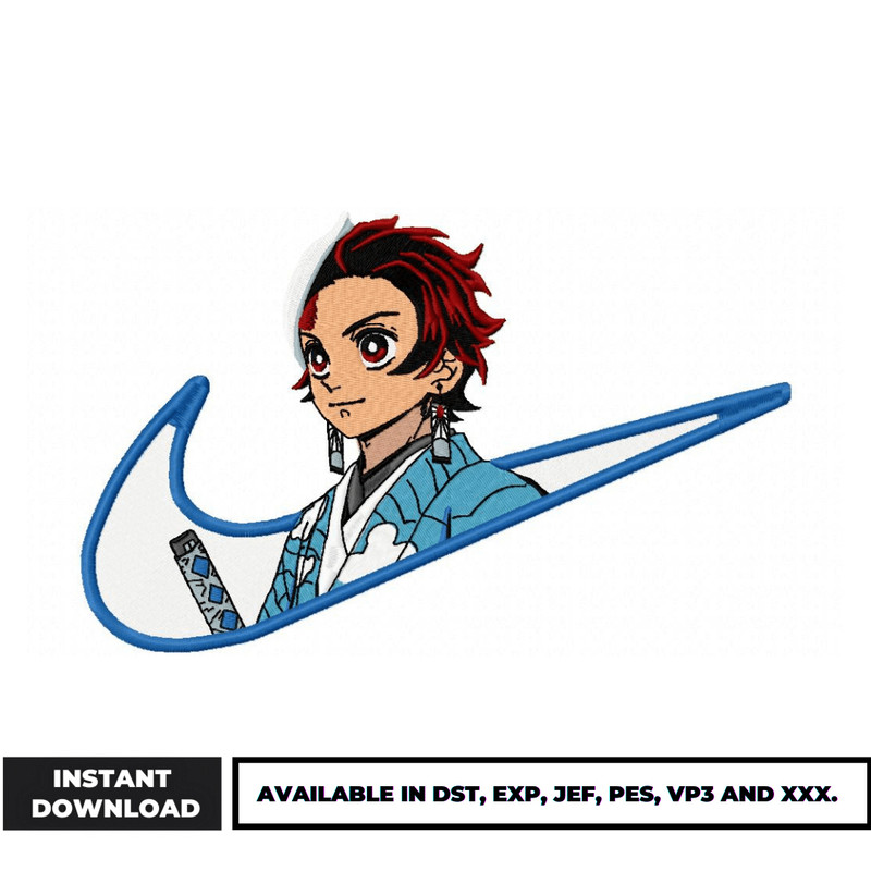 Tanjiro swoosh embroidery design