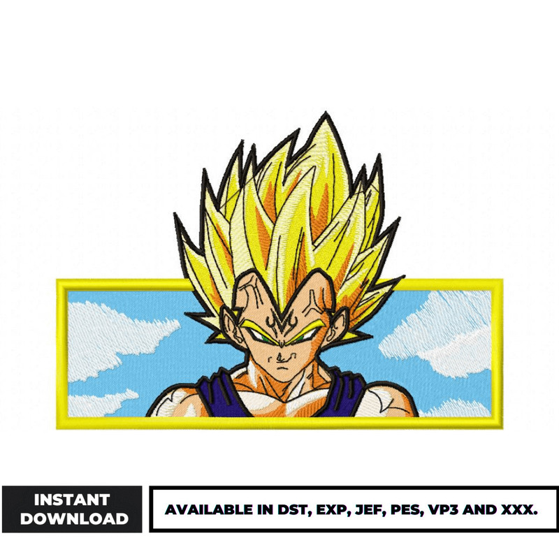 Vegeta ssj 2 embroidery design