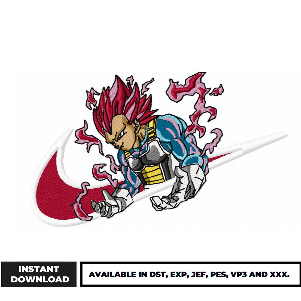 Vegeta ssj red swoosh embroidery design