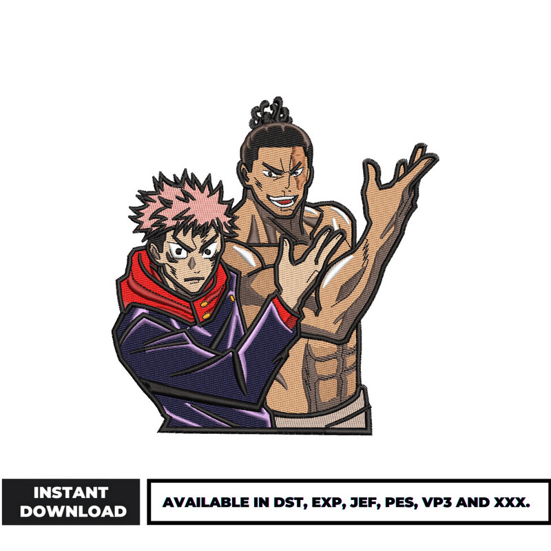 Yuji and brother todo embroidery design