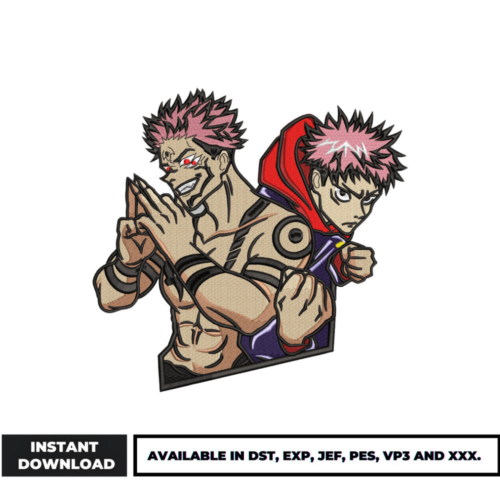 Yuji x sukuna embroidery design