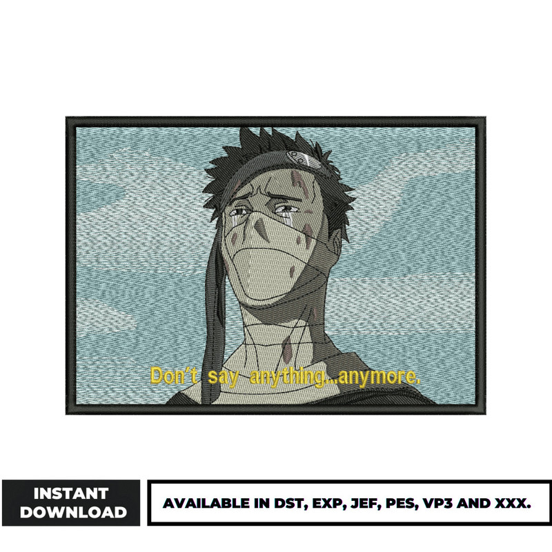 Zabuza naruto embroidery design