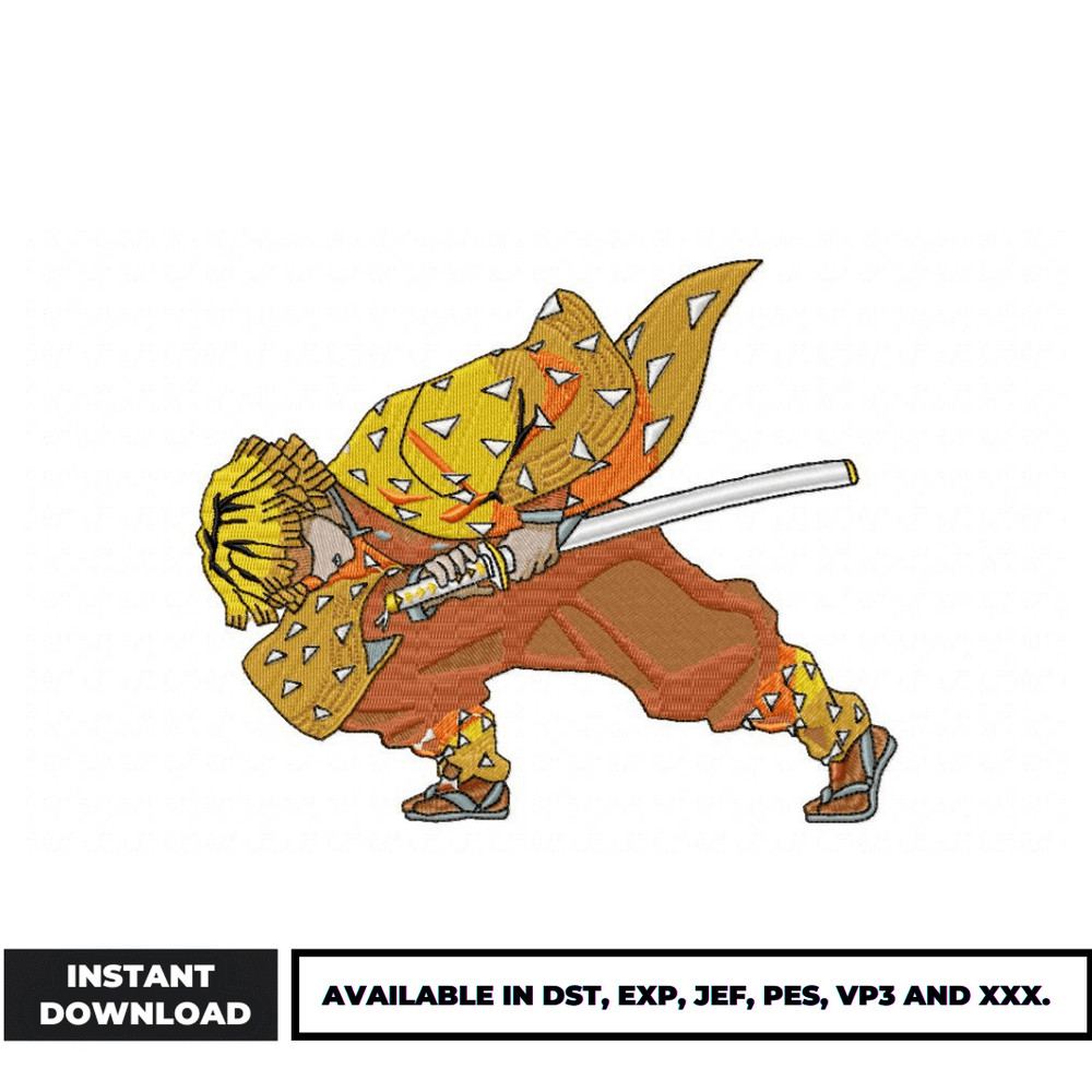 Zenitsu demon slayer embroidery design