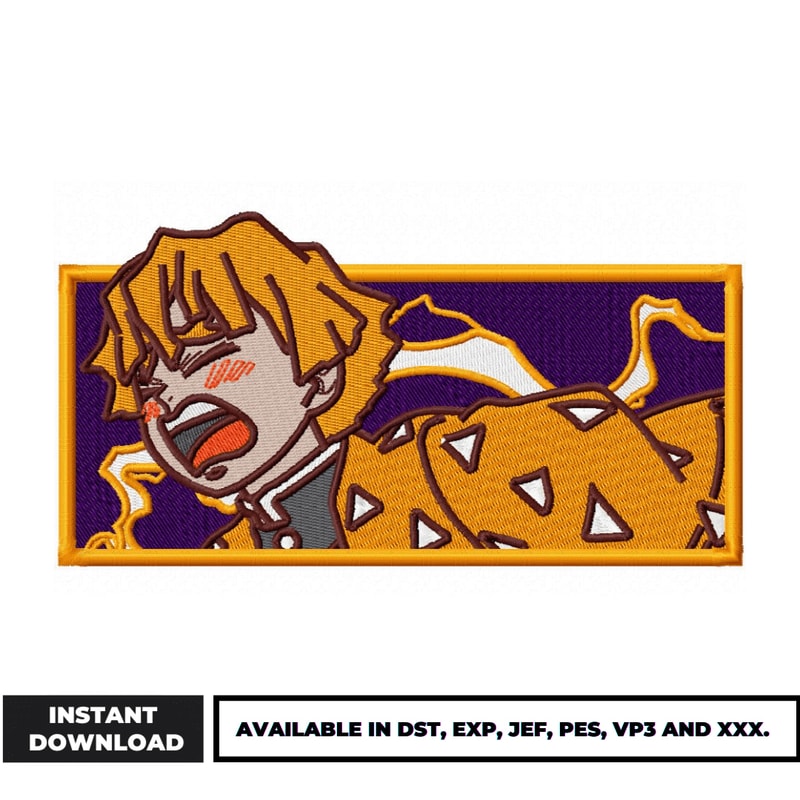 Zenitsu rectangle embroidery design (2)