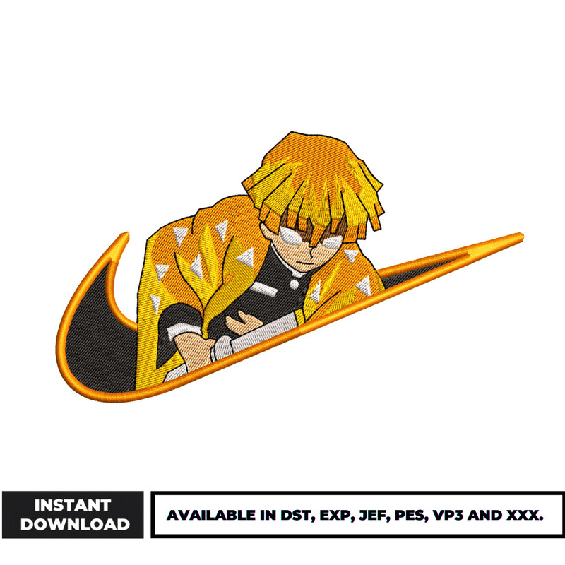 Zenitsu Swoosh embroidery design