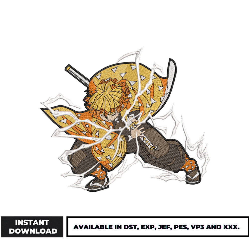 Zenitsu thunder embroidery design (4)