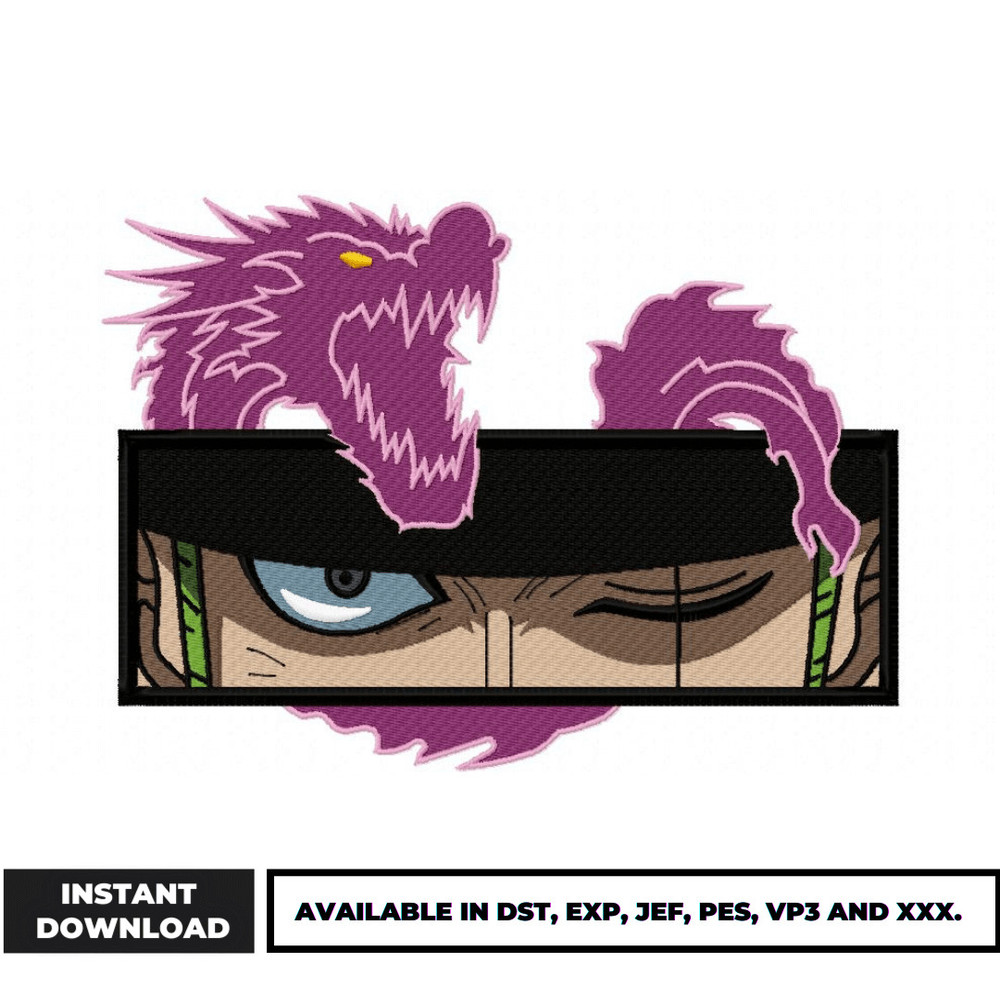 Zoro eyes one piece embroidery design