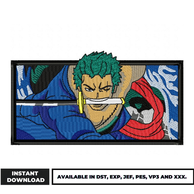Zoro one piece embroidery design (3)