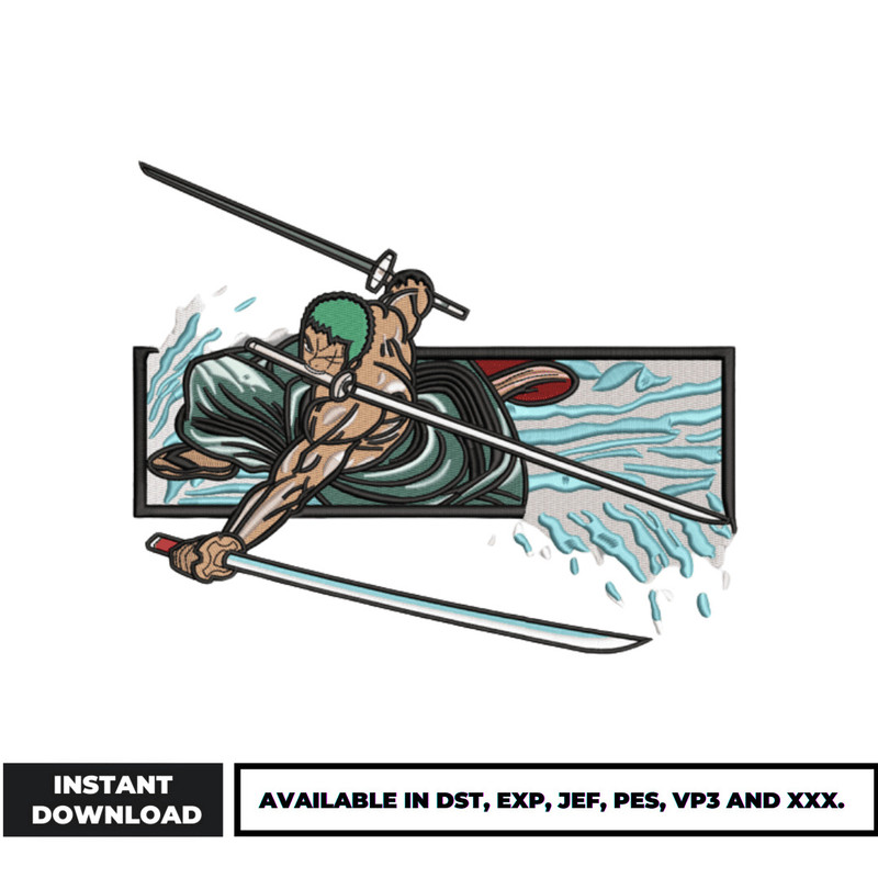 Zoro rectangle embroidery design (3)