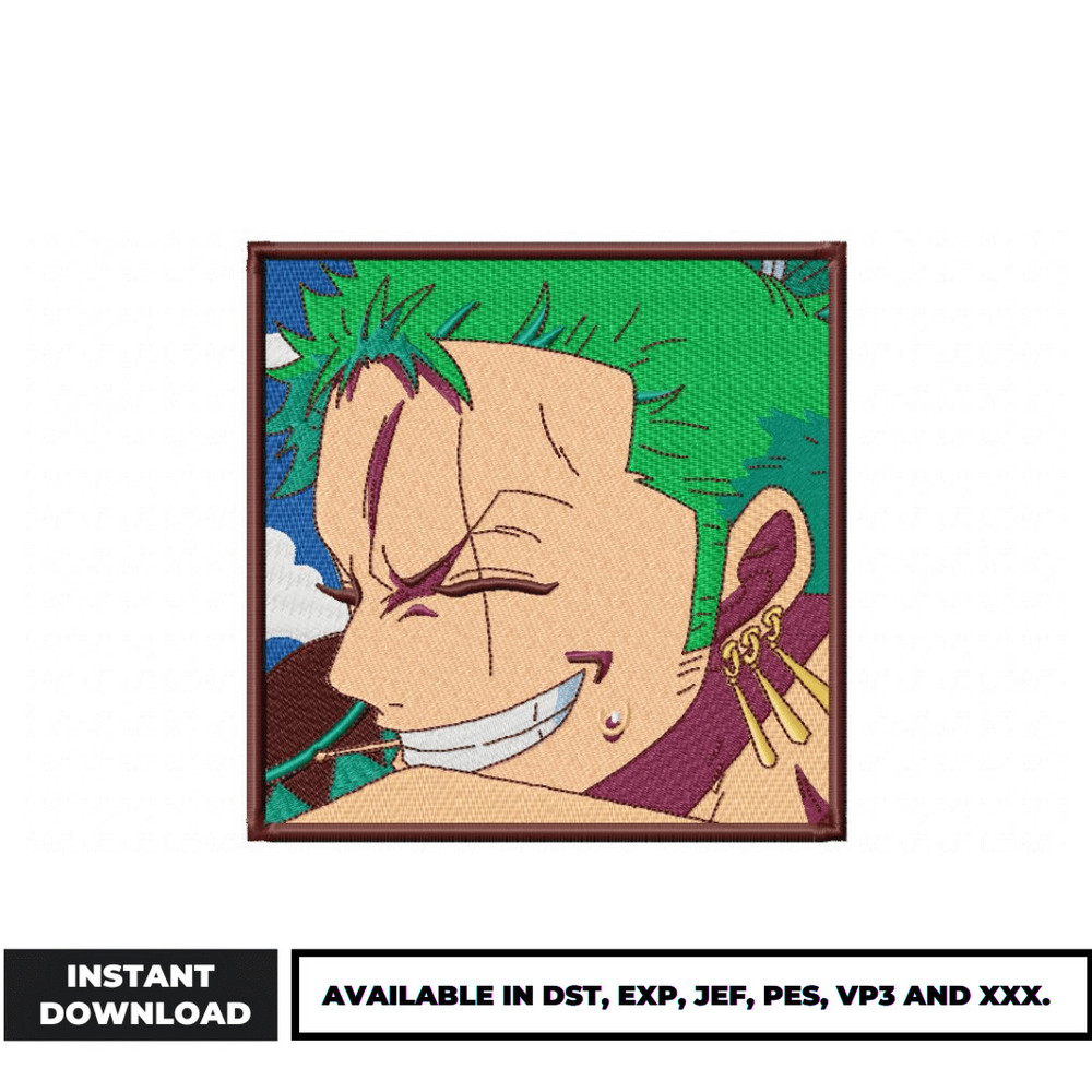 Zoro smile embroidery design