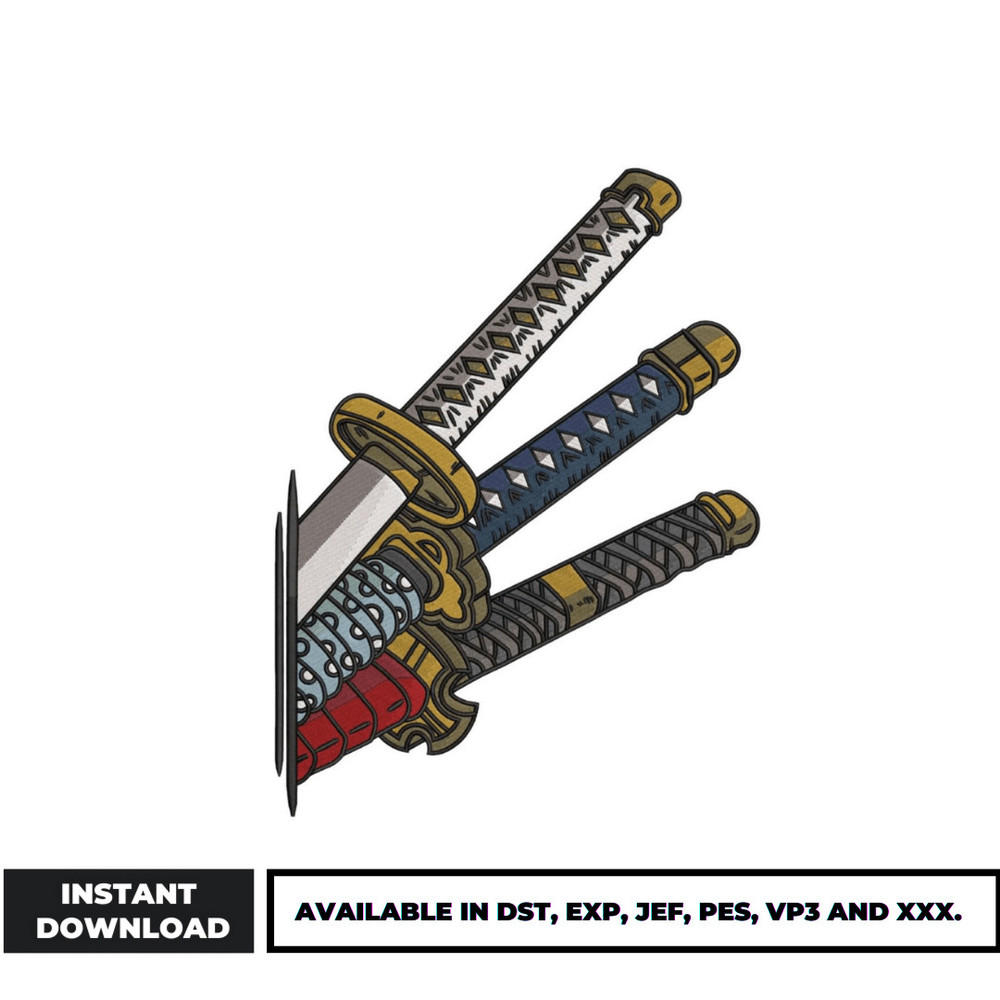 Zoro sword embroidery design