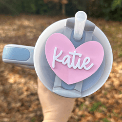 personalized heart stanley topper | custom stanley topper | personalized topper | stanley nameplate | heart | tumbler ac