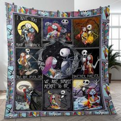 nightmare before christmas premium fleece blanket, jack skellington sally fans fleece blanket, 2023 halloween movie blan