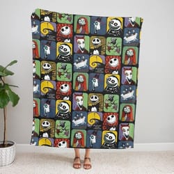 the nightmare before christmas blanket, halloween jack and sally fleece blanket, witch halloween blanket skull halloween