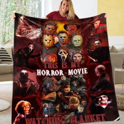 this is my horror movie watching quilt blanket- horror halloween blanket- halloween home decor- gift for family, friend-