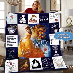 custom beauty and the beast quilt blanket, belle princess beauty and the beast fleece blanket disney belle birthday th