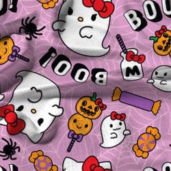 kitty boo halloween fabric, cotton fabric, kitty halloween fabric,cartoon cotton fabric, halloween decorations, hallowee
