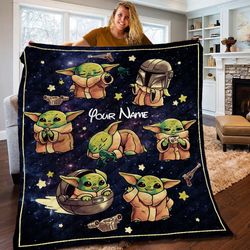 personalized baby yoda quilt fleece blanket baby yoda bedding set star wars baby yoda birthday gifts baby yoda christm