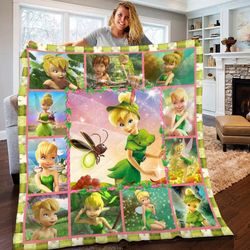 personalized disney tinkerbell fleece blanket, tinkerbell blanket, disney movies, christmas gift, custom blanket with na