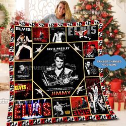 personalized elvis presley quilt blanket, king of rock and roll fan blanket, elvis presley blanket gift for fans.jpg