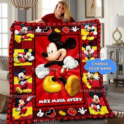 personalized mickey mouse quilt blanket, mickey mouse fleece blanket, mickey mouse birthday gifts, christmas gift for ki