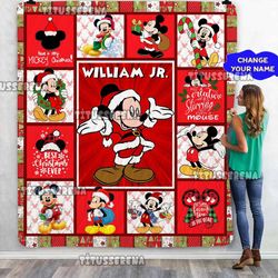 personalized mickey mouse quilt blanket, mickey mouse fleece blanket, mickey mouse birthday gifts, christmas gift for ki