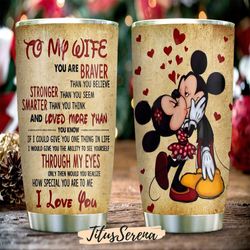 personalized mickey tumbler stainless,custom mickey to my wife tumbler,cartoon 20oz tumbler,disney stitch tumbler,disney