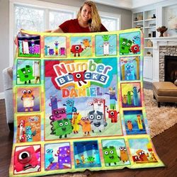 personalized numberblocks quilt blanket, numberblocks kids blanket, numberblocks birthday party theme, numberblocks chri