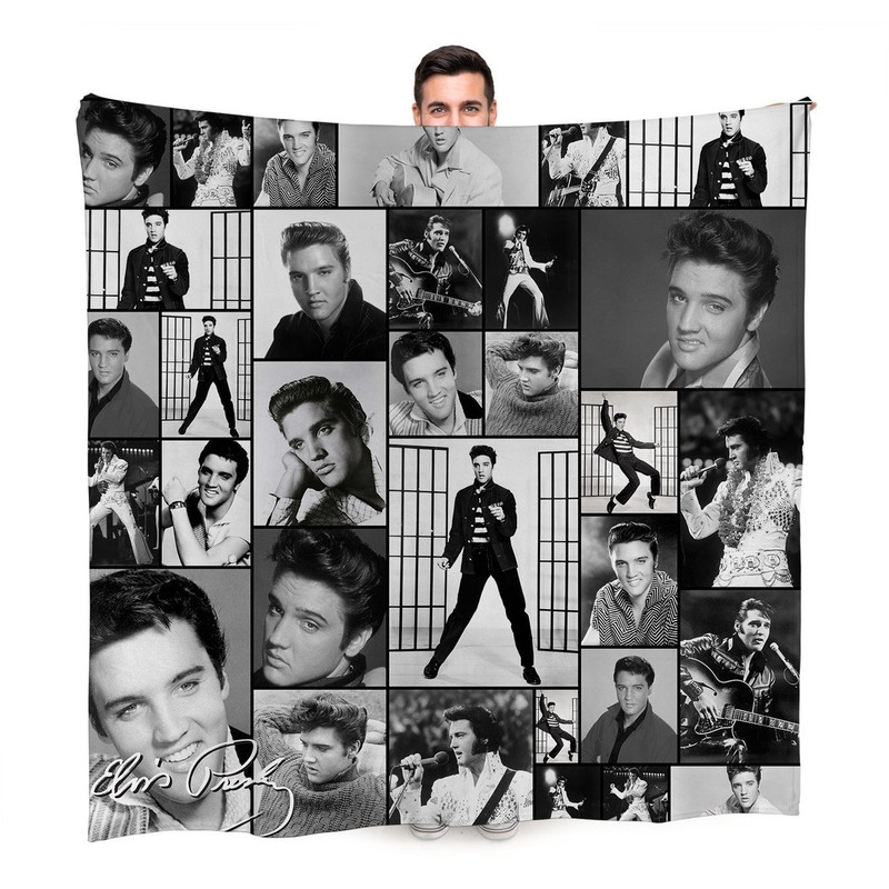 Black & White Elvis Celebrity Montage Fleece Throw Blanket.jpg