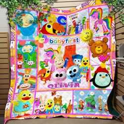 custom baby first tv quilt blanket, baby first tv bedding set, baby first tv kids bedding set, baby first blanket, birth