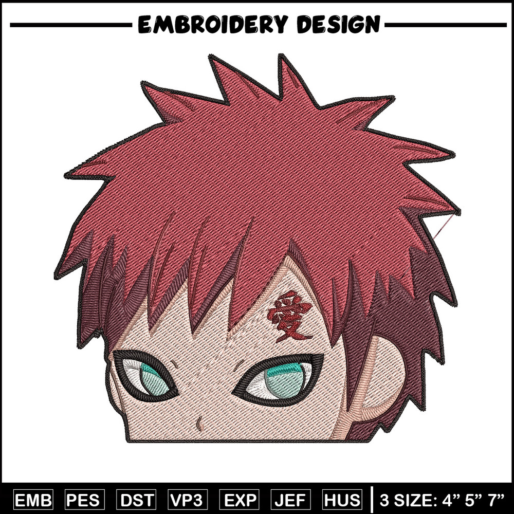 Gaara Peeker Embroidery Design, Naruto Embroidery, Embroidery File, Anime Embroidery,Anime shirt, Digital download.jpg