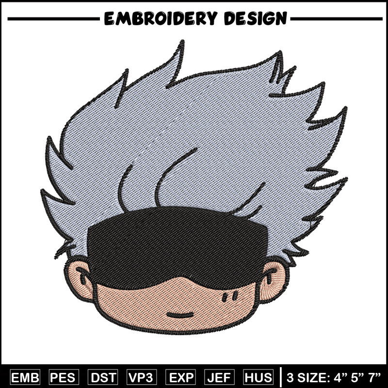 Gojo chibi Embroidery Design, Jujutsu Embroidery, Embroidery File, Anime Embroidery, Anime shirt, Digital download.jpg