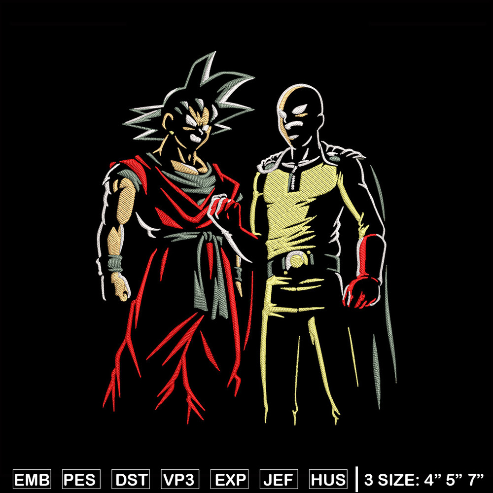 Goku x Saitama Embroidery Design, Dragonball Embroidery,Embroidery File, Anime Embroidery, Anime shirt, Digital download.jpg