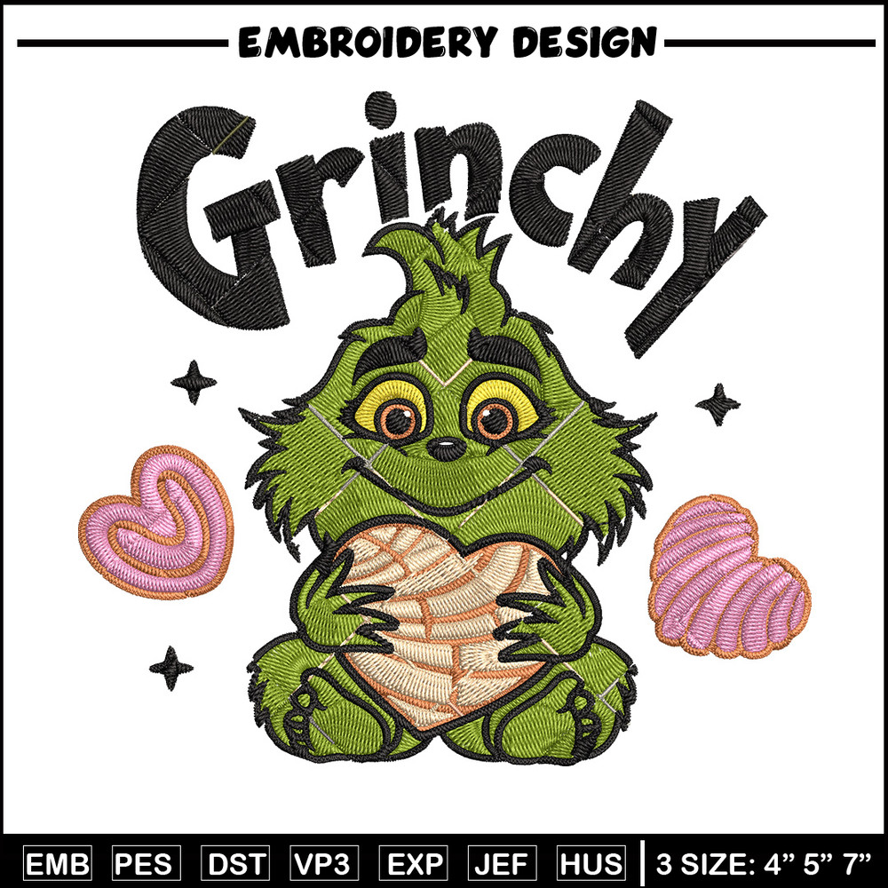 Grinchy cute Embroidery Design, Grinch Embroidery, Embroidery File, Chrismas Embroidery, Anime shirt,Digital download.jpg