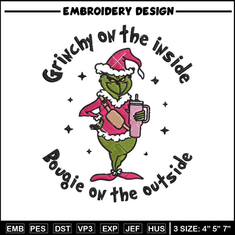 Grinchy Embroidery Design, Grinch Embroidery, Embroidery File, Chrismas Embroidery, Anime shirt, Digital download.jpg