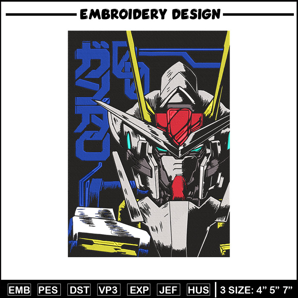 Gundam robot Embroidery Design, Gundam Embroidery, Embroidery File, Anime Embroidery,Anime shirt, Digital download.jpg