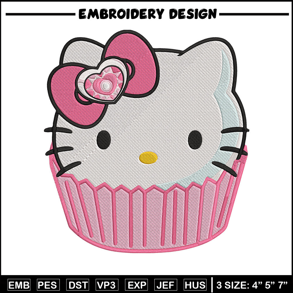 Hello Kitty cake Embroidery Design, Hello kitty Embroidery, Embroidery File, Anime Embroidery, Digital download.jpg