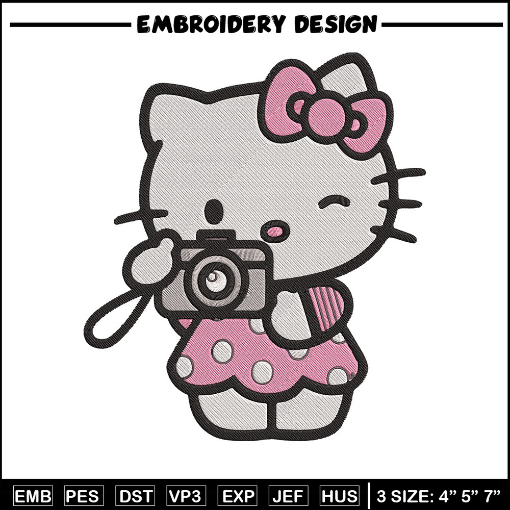 Hello kitty camera Embroidery Design, Hello kitty Embroidery, Embroidery File, Anime Embroidery, Digital download.jpg