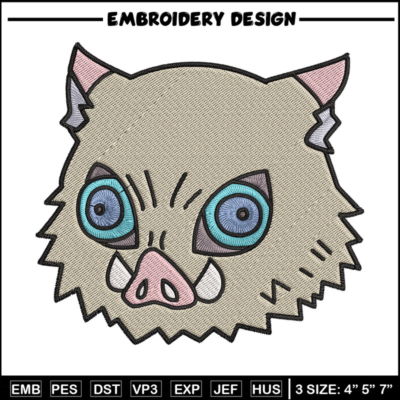 Inosuke sticker Embroidery Design, Demon slayer Embroidery, Embroidery File, Anime Embroidery, Digital download.jpg