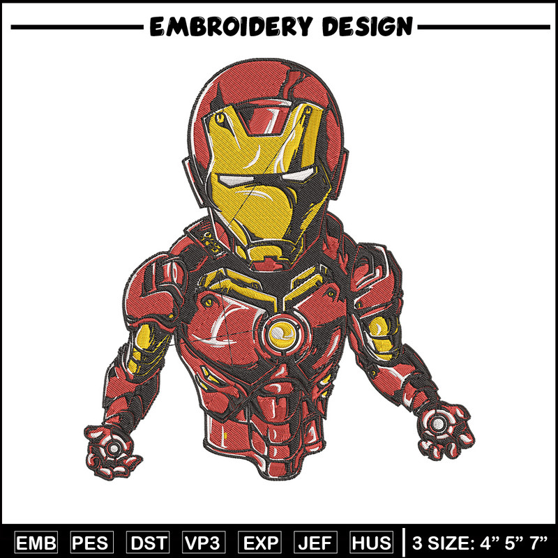 Iron man chibi Embroidery Design, Marvel Embroidery, Embroidery File, Anime Embroidery, Anime shirt, Digital download.jpg