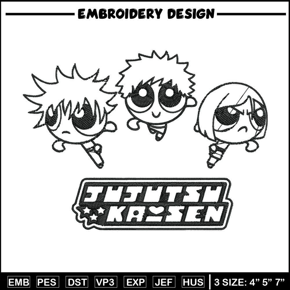 Jujutsu chibi Embroidery Design, Jujutsu Embroidery, Embroidery File, Nike Embroidery, Anime shirt, Digital download.jpg