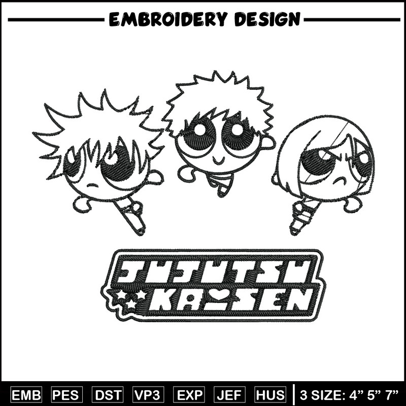 Jujutsu chibi Embroidery Design, Jujutsu Embroidery, Embroidery File, Nike Embroidery, Anime shirt, Digital download.jpg