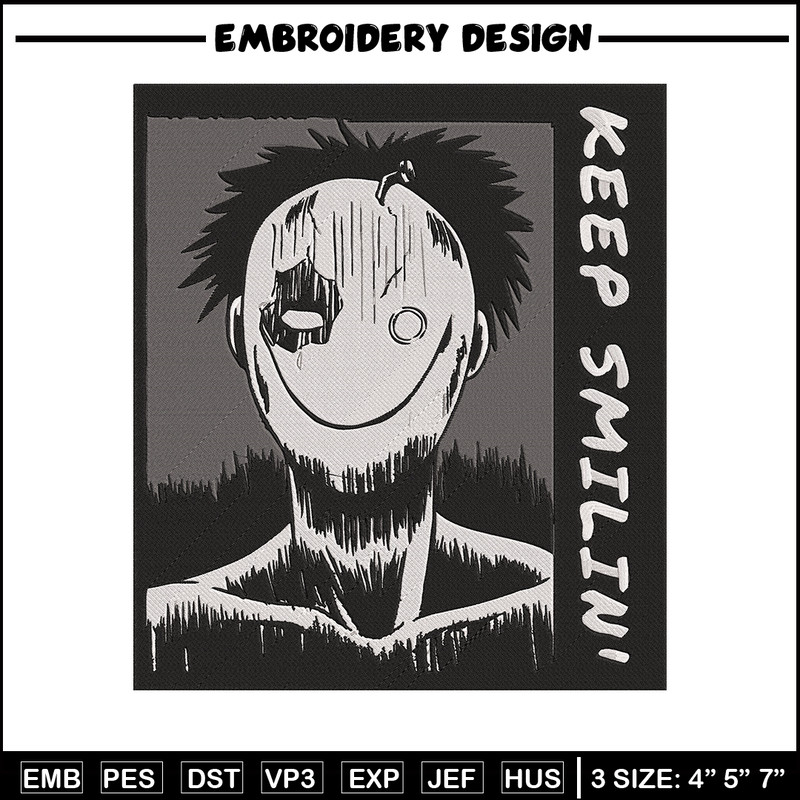 Just Smile Embroidery Design, Horror Embroidery, Embroidery File, Anime Embroidery,Anime shirt, Digital download.jpg
