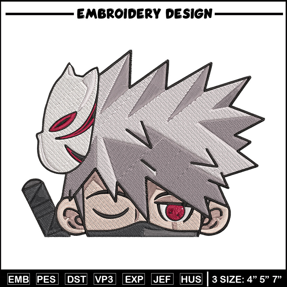 Kakashi Peeker Embroidery Design, Naruto Embroidery, Embroidery File, Anime Embroidery, Anime shirt, Digital download..jpg