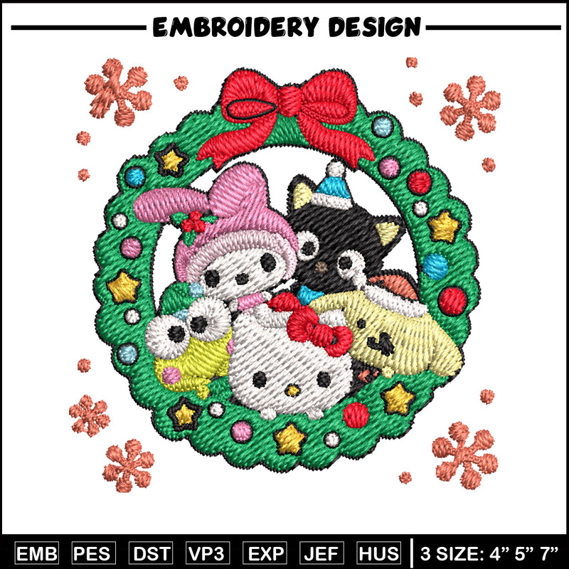 Kitty friends Embroidery Design,Hello kitty Embroidery,Embroidery File,Chrismas Embroidery,Anime shirt, Digital download.jpg