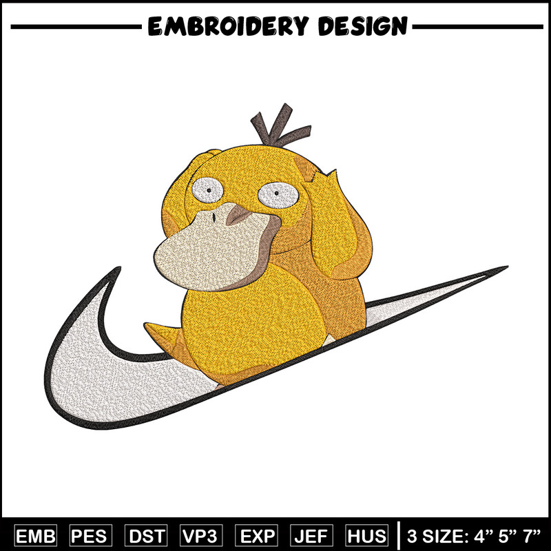 Koduck x nike Embroidery Design, Pokemon Embroidery, Embroidery File, Nike Embroidery, Anime shirt, Digital download.jpg