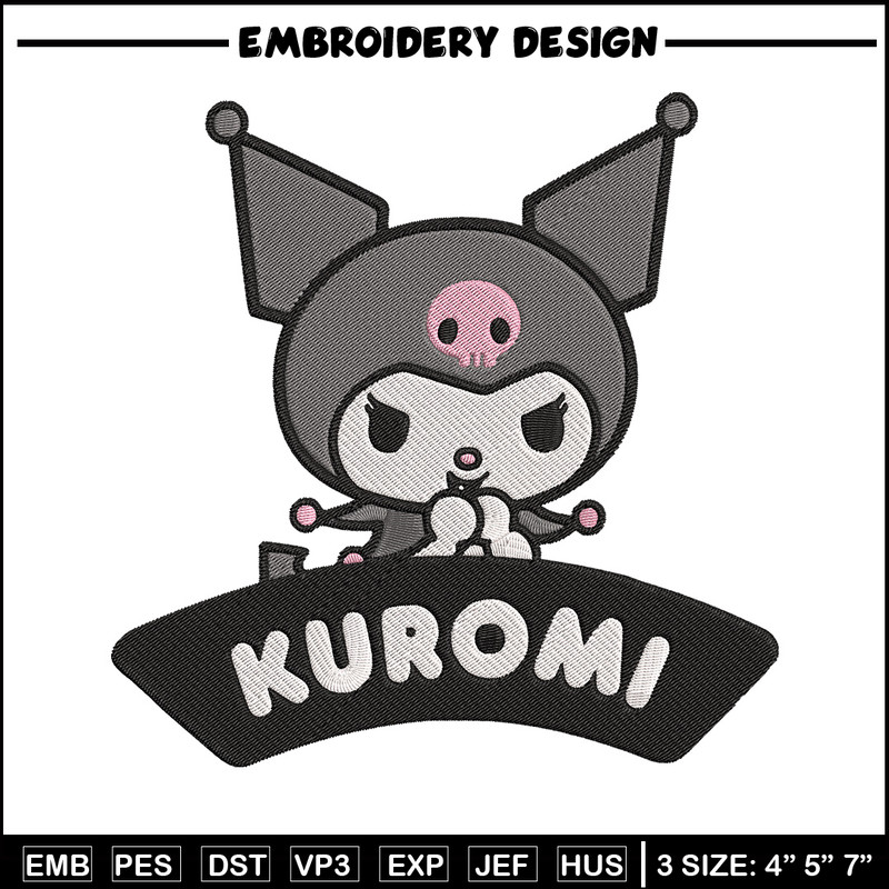 Kuromi logo Embroidery Design, Hello kitty Embroidery, Embroidery File, Anime Embroidery, Anime shirt, Digital download.jpg