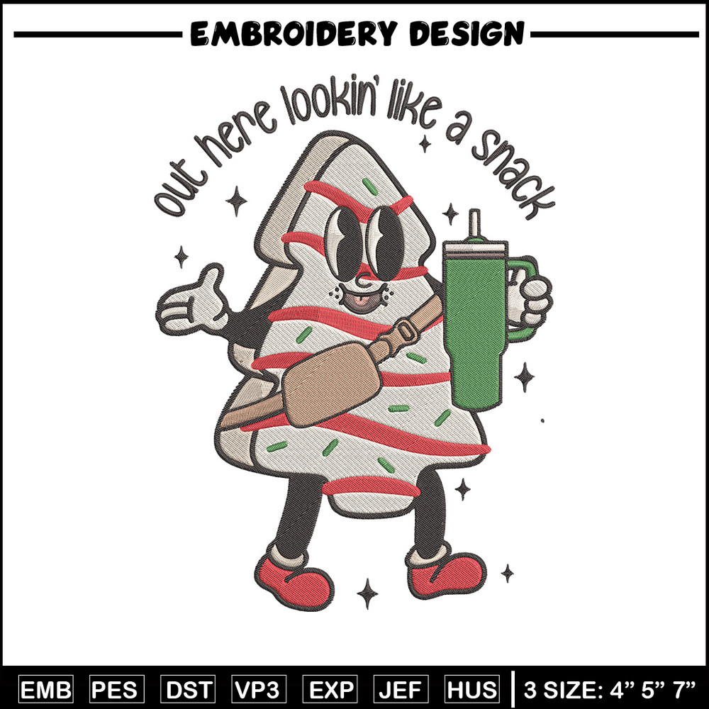 Look like a snack Embroidery Design, Tree chrismas Embroidery, Embroidery File, Chrismas Embroidery, Digital download.jpg