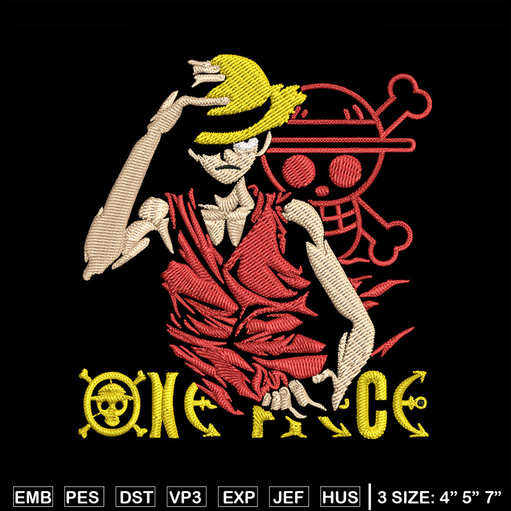 Luffy poster Embroidery Design, One piece Embroidery, Embroidery File, Anime Embroidery, Anime shirt,Digital download..jpg